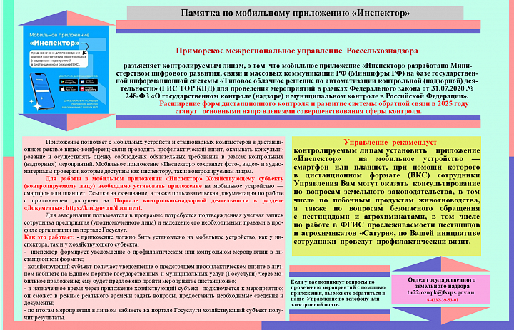 Памятка по мобильному приложения "Инспектор"